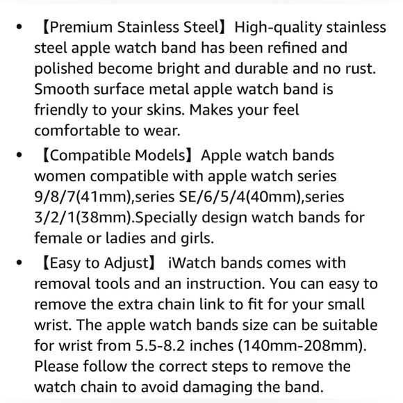 Slim Metal Stainless Steel Silver/Gold Apple Watch Band - adjustable size - NWT - Picture 12 of 12